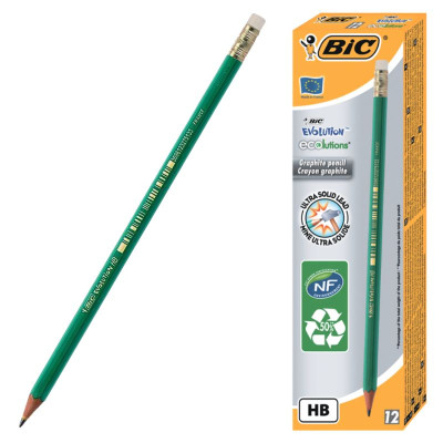 Олівець простий "BIC" Evolution /8803323/924/ 655 HB з гумкою (12/72)