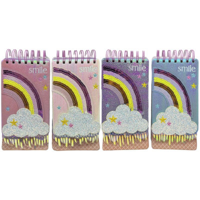 Блокнот 10*19,5см/120арк /120-2/ спіраль, обкл. шкірзам "Веселка в хмаринках" (1/60)