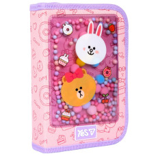 Пенал твердий "YES" /533731/  1 відділ. з клапаном HP-03 Line Friends Always Together 13*21*3см (1/48)
