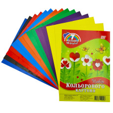 Картон кольоровий А4/14арк."Бумвест" /18В08/ 7 кол., 235г/м2, європідвіс (30)
