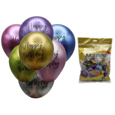 Набір повітряних кульок /302-4-Н/ "Happy bіrthday" 30см набір 50шт.асорті (1/10)