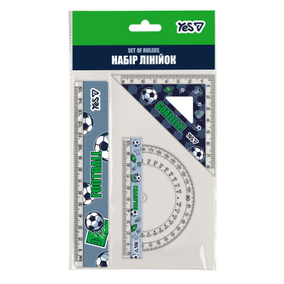 Набір лінійок "Yes" /370709/ (3 предмети) "Football", лінійка 15 см (1/25/400)