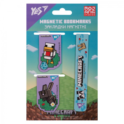 Закладка-магніт "YES" /708344/ "Minecraft.Spring", 3 шт, блакитні (1/10/50)
