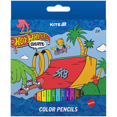 Олівці кольорові "Kite" 24 кол. /HW25-055-2/ Hot Wheels Skate (1/6)