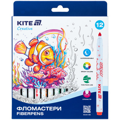 Фломастери "Kite" 12 кол. /K-1152/ Creative Superwashable (1/12)