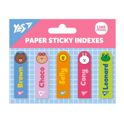 Індекс регістри "YES " /170410/ ПАПЕРОВІ "Line Friends", 55*15мм  (5диз.*20арк.) (1/24/288)