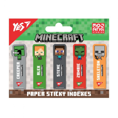Індекс регістри "YES " /170409/ ПАПЕРОВІ "Minecraft", 55*15мм  (5диз.*20арк.) (1/24/288)