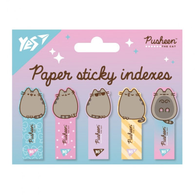 Індекс регістри "YES " /170417/ ПАПЕРОВІ "Pusheen", 55*15мм  (5диз.*20арк.) (1/24/288)