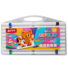 Набір маркерів 36 кол. "AODEMEI" /M6156-36/ акрилових Washable "Animals", plastic box (1/12/48)