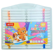 Набір маркерів 60 кол. "AODEMEI" /M6156-60/ акрилових Washable "Animals", plastic box (1/6/24)