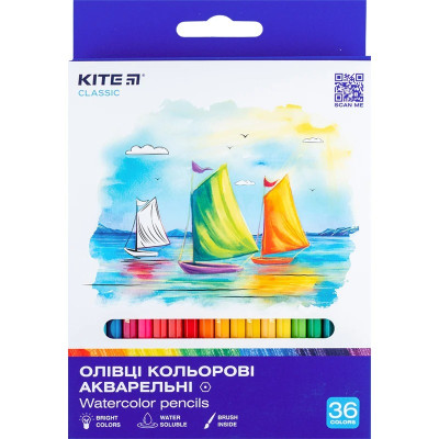 Олівці кольорові акварельні "Kite" 36 кол. /K-1052/ Classic (1/8)