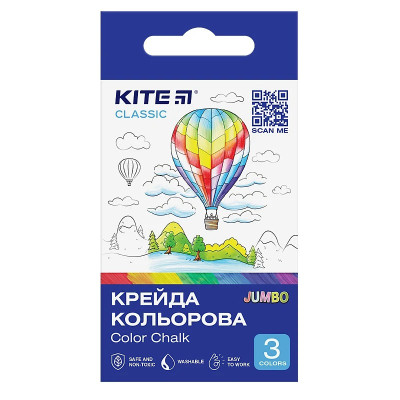 Крейда кольорова 3кол. "Kite" /K-077/ Classic Jumbo (67633) (1/20)