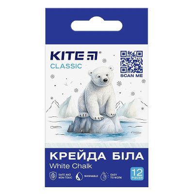 Крейда біла 12шт. "Kite" /K-079-12/ кругла, Classic (67639) (1/12)