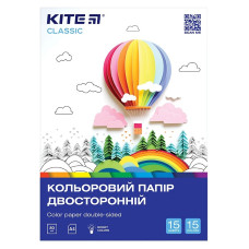Папір кольоровий "Kite" /K-250/ двосторонній А4/(15арк/15кол) Classic (67704) (1/50)
