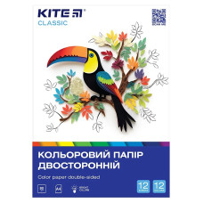 Папір кольоровий "Kite" /K-287/ двосторонній А4/(12арк/12кол) Classic (67703) (1/50)