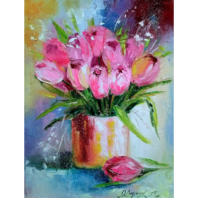 Алмазна мозаїка "Go to art" /177166/  "Букет тюльпанів у вазі"  20*30см