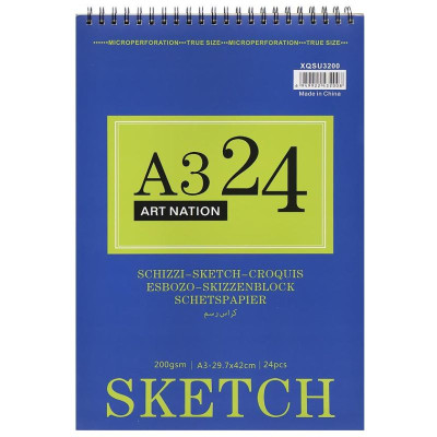 Скетбчук 42*29,7см/24арк "Art Nation" /XQSU3200/ на спіралі, 200 г/м2 (1/24)