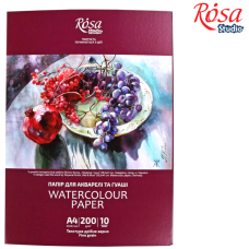Папка для АКВАРЕЛІ А4/10арк. "ROSA Studio" /16921003/ (21х29,7см) 200 г/м2, дрібне зерно (1/10/25)