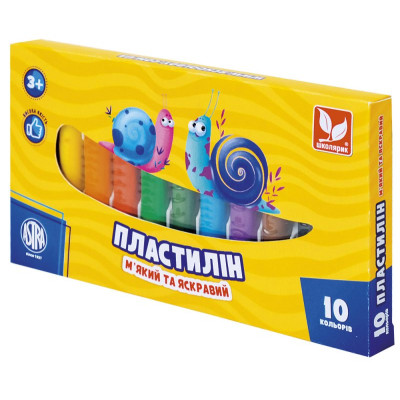 Пластилін восковий "Школярик" 10 кол. круглий /83812902-UA/ 130 г (1/24)