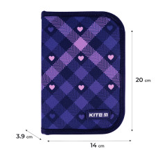 Пенал "Kite" /K24-621-1/ 1 відд., 1 відв., без наповнення 621 Check and Hearts (66998) (1/48)
