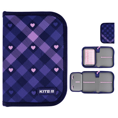 Пенал "Kite" /K24-621-1/ 1 відд., 1 відв., без наповнення 621 Check and Hearts (66998) (1/48)