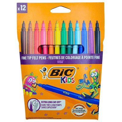 Фломастери 12кол. "BIC" /bc888695/758/ "VISA KIDS" 880 (1/12)