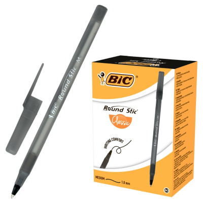 Ручка кулькова "BIC" Round Stic зі штрихкодом  /9205681/ чорна (60)