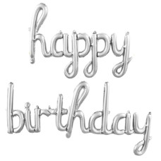 Кулька гірлянда "WB" /10430/ Happy (45*88см) Birthday (120*53см) срібло (1/12)