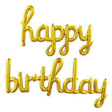 Кулька гірлянда "WB" /10431/ Happy (45*88см) Birthday (120*53см) золото (1/12)