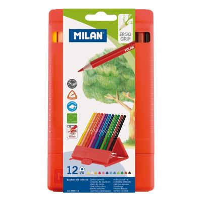 Олівці кольорові "Milan" 12 кол. /0729312/ трикутні, гнучкі, ПВХ коробка "231" (1/6/96)