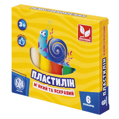 Пластилін восковий "Школярик"  6 кол. круглий /83811905-UA/ 78 г (1/26)