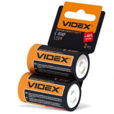 Батарейка "Videx" /R14/2shrink/416/ сольова, 1,5V, бочонок. 50*26,2мм (2/24)