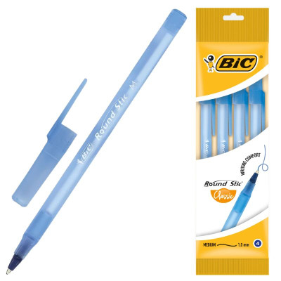 Ручка кулькова "BIC" Round Stic /944176/ синя, 4шт в блістері (1/20)