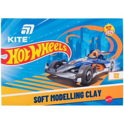 Пластилін восковий "Kite" /HW25-1086-1/  12 кольорів, 240 г. Hot Wheels (1/44)