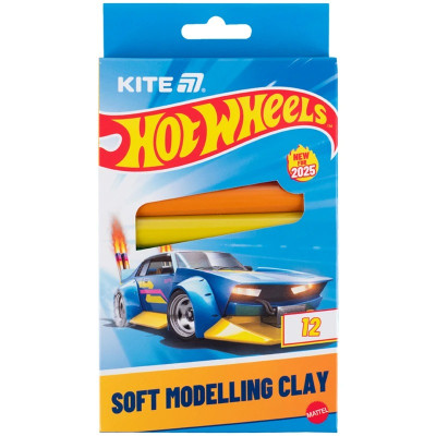 Пластилін восковий "Kite" /HW25-086-1/  12 кольорів, 200 г. Hot Wheels (1/30)
