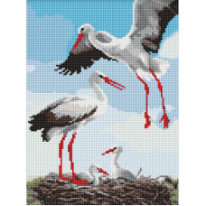Алмазна мозаїка "Ідейка" /AMO8063/ "Сім’я лелек" 30*40см