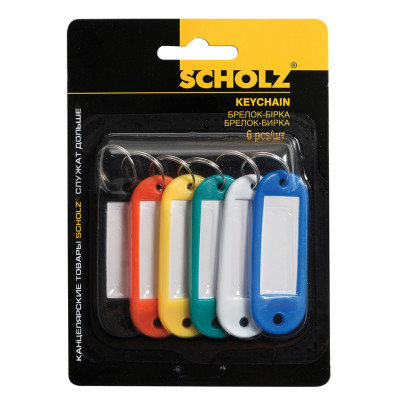 Брелок - бирка "SCHOLZ" /4401/ пластик, кол. асорті (уп 6шт) (1/24)