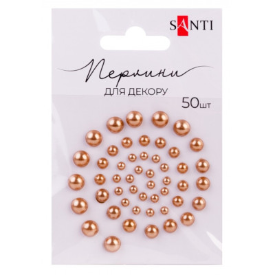 Перлини самоклеючі "Santi" /740140/ золоті  розмір:3мм-6мм (50шт)  (1/10)