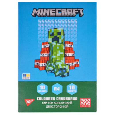 Картон кольоровий А4/10арк "YES" /955456/ "Minecraft" двосторонній, папка (1/25)