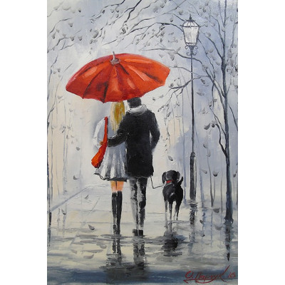 Алмазна мозаїка "Go to art" /177129/ "Романтична прогулянка з песиком" 30*40см