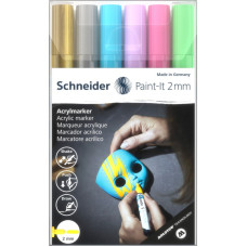 Набір маркерів 6 кол. "SCHNEIDER" /S120196/ акрилові Paint-it 310 2мм Wallet Set2 (1/10/330)
