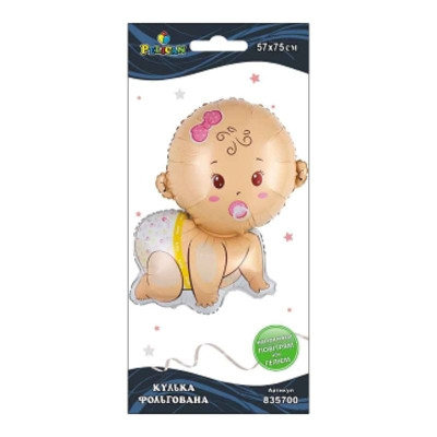 Кулька фольгована "Pelican" /835700/ малюк дівчинка з пустушкою,75см (1/10)