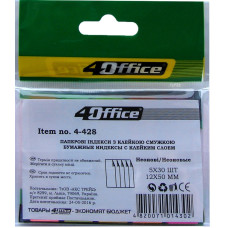 Індекс регістри "4OFFICE" /4-428/ ПАПЕР. 50*12 мм, НЕОН, прямокутні (5кол.*30арк.) (1/50)