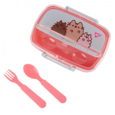 Контейнер для їжі "YES" /708371/ "Pusheen" 750 мл, з приладдям, рожево-блакитний (1/12/48)