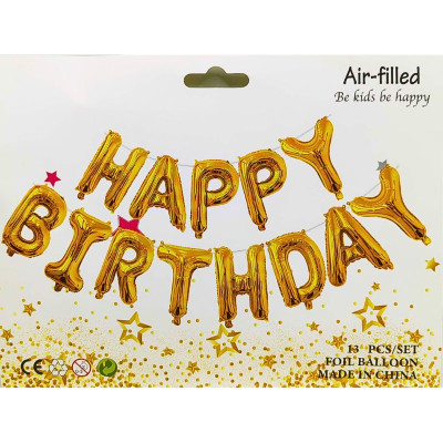Набір повітряних кульок /1215-G/ "Happy birthday" 40см золото (1/10)
