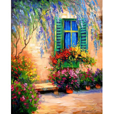 Алмазна мозаїка "Go to art" /177136/ "Квітучий дворик" 30*40см