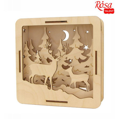 Заготовка "Rosa Talent", 3D композиція "Олень у лісі" /395/ фанера, 20*20см