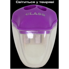 Точилка "CLASS" /4818-2C/ пластик.з контейнером, 2 отвори (8 і 11мм), фіолетова, в блістері, "GLOWING" (12/144)