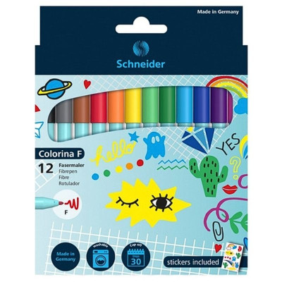 Фломастери 12кол. "SCHNEIDER" /S193091/ COLORINA  F (лінія 1 мм) (1/10)
