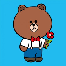 Картина за номерами "SANTI" /955020/ "Line Friends. Браун з квіткою", 25*25см, полотно кольорове